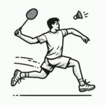 Man smashing shuttle badminton coloring page