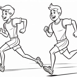 Marathon runner racing coloring page