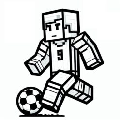 Minecraft soccer player running with ball coloring page