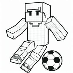 Minecraft soccer player dribbling coloring page