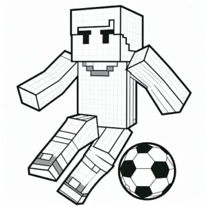 Minecraft soccer player dribbling coloring page coloring page