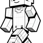 Minecraft soccer player holding ball coloring page