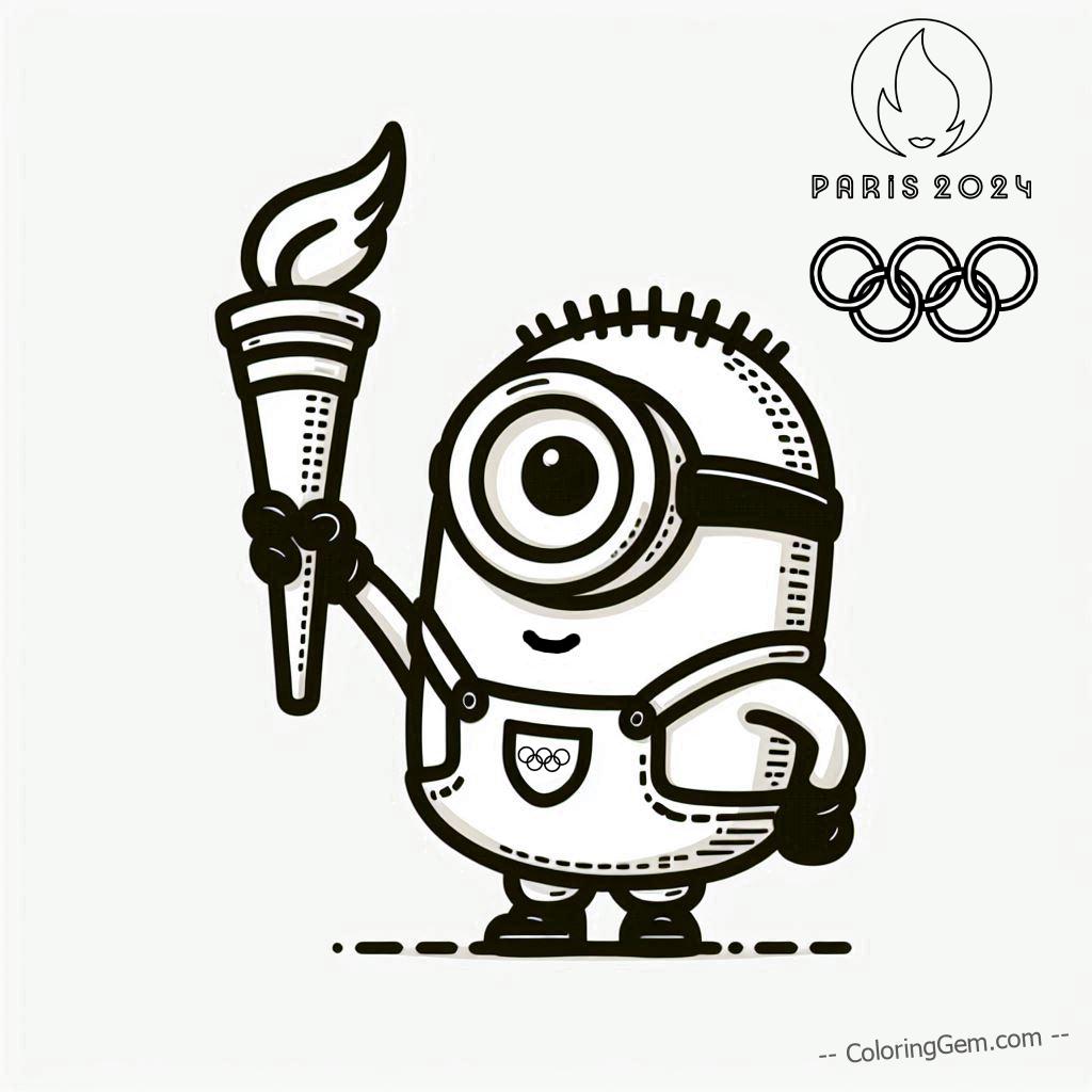 Minion olympic torchbearer coloring page