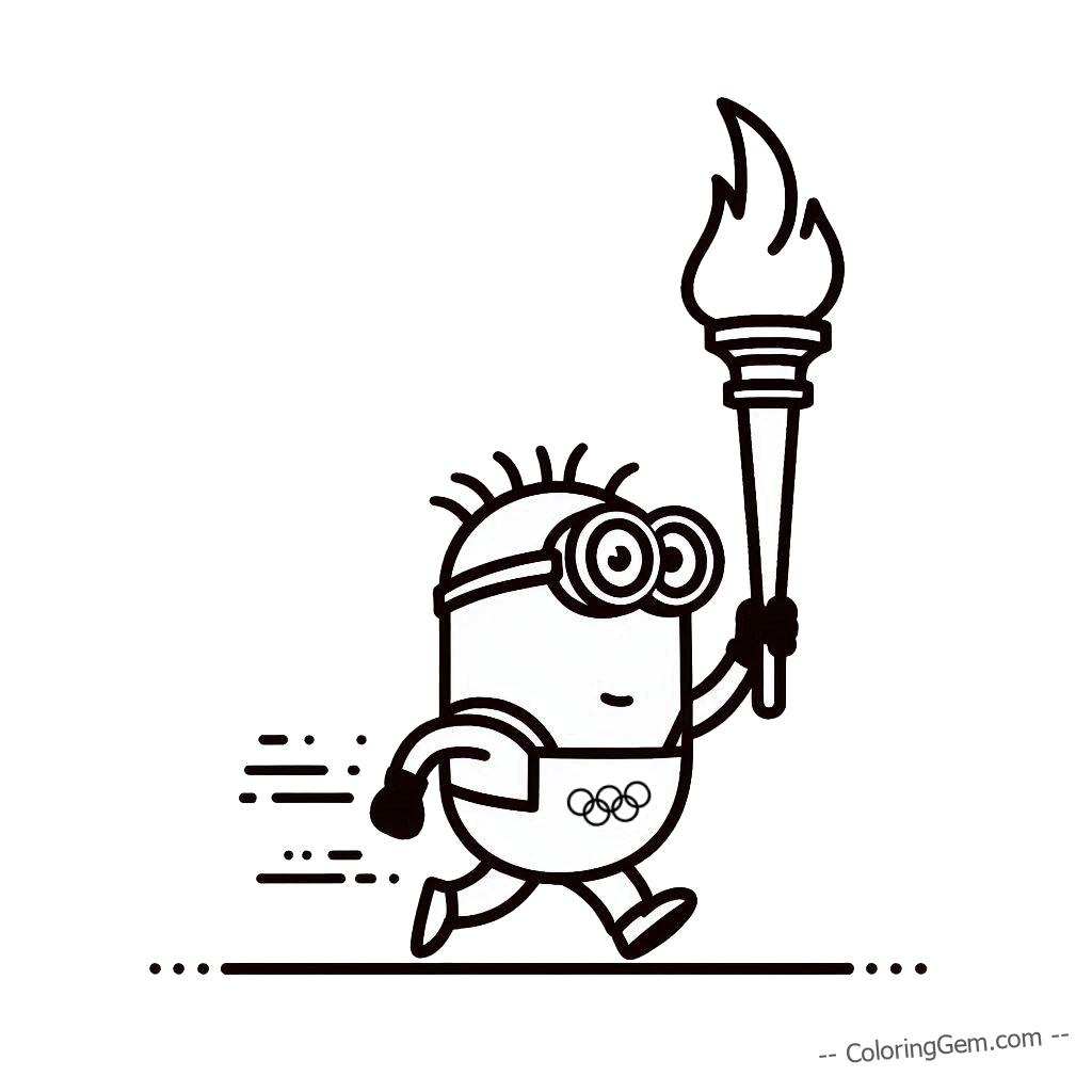 Minion olympic torch runner coloring page