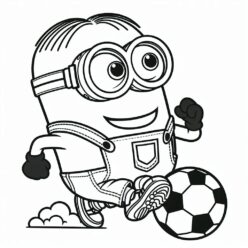 Minion soccer, running fast coloring page Minion soccer coloring page