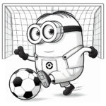 Soccer goal protected by minion coloring page