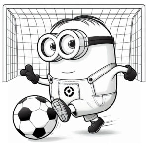 Soccer goal protected by minion coloring page coloring page