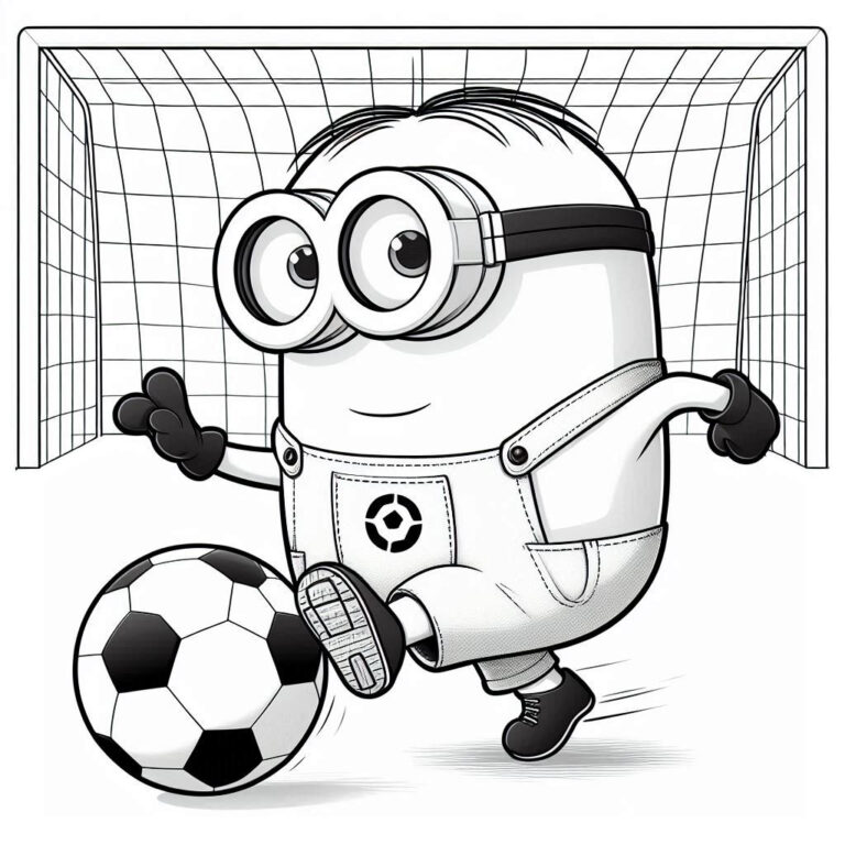 Minion soccer goalkeeper coloring page - Free printable sheet