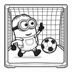 Soccer goalkeeper by minion coloring page