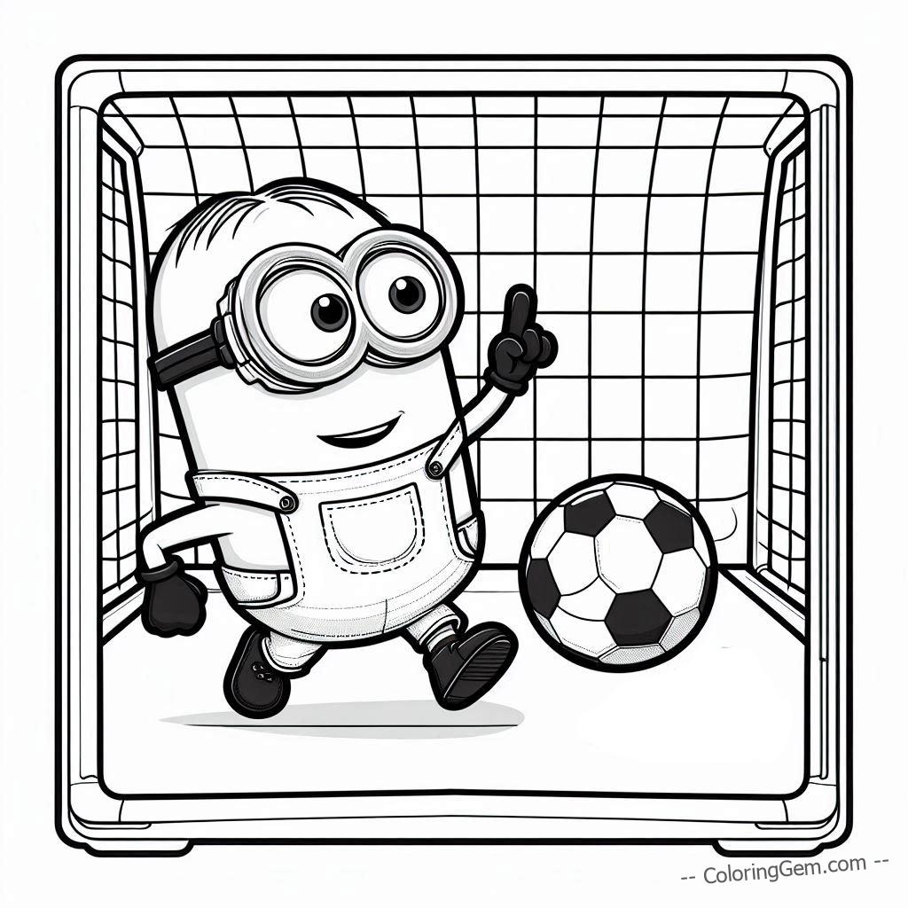 Soccer goalkeeper by minion coloring page