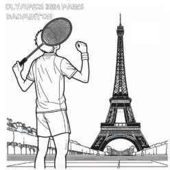 Badminton star eyes 2024 Paris Olympics coloring page Badminton star eyes paris 2024 coloring page