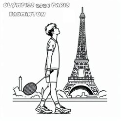 Badminton star eyes 2024 Paris Olympics coloring page Badminton star eyes paris 2024 coloring page