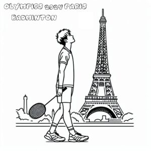 Badminton star eyes 2024 Paris Olympics coloring page coloring page