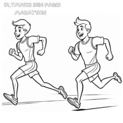 Paris 2024 marathon runners coloring page