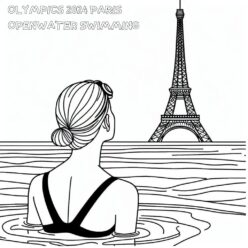 Paris 2024 olympic swimmer coloring page