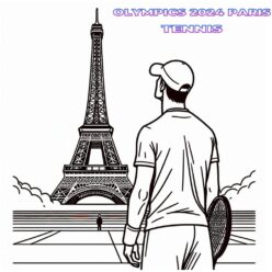 Paris 2024 tennis player coloring page