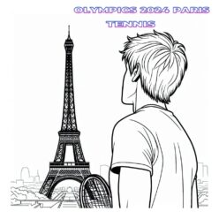 Paris 2024 tennis player coloring page