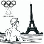 Olympic paris 2024 swimmer coloring page