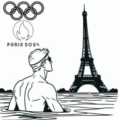 Olympic paris 2024 swimmer coloring page