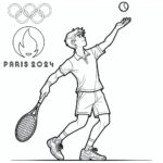 Paris 2024 olympics tennis serve coloring page