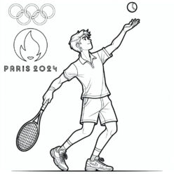 Paris 2024 olympics tennis serve coloring page Paris 2024 olympics tennis serve coloring page