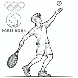 Paris 2024 olympics tennis serve coloring page coloring page