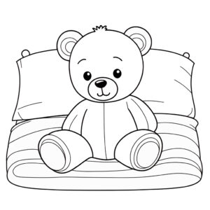 Peaceful teddy bear falling asleep coloring page