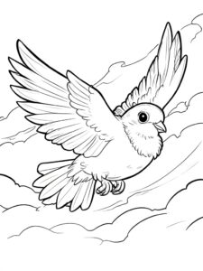 Pigeon soaring: symbol of peace coloring page