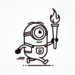 Running minion olympic torch coloring page