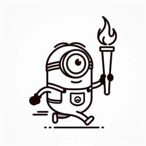 Running minion olympic torch coloring page coloring page