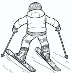 Skiing boy coloring page