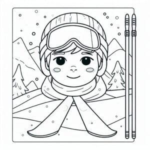 Skiing boy mountain coloring page coloring page