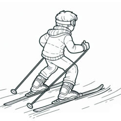 Skiing boy winter coloring page Skiing boy winter coloring page