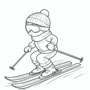 Skiing boy winter gear coloring page coloring page