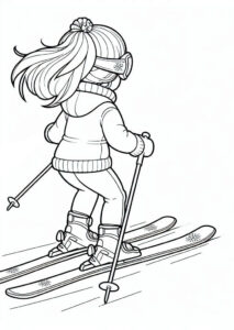 Skiing girl coloring page coloring page