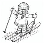 Skiing girl coloring page for kids