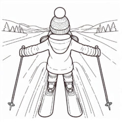 Skiing girl winter coloring page for kids Skiing girl winter coloring page for kids