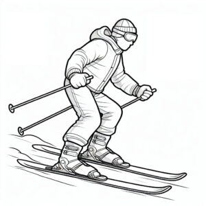 Skiing man coloring page for adults coloring page