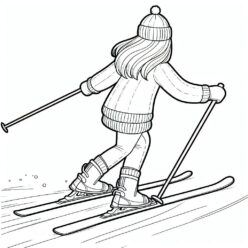 Skilled girl skiing coloring page Skilled girl skiing coloring page