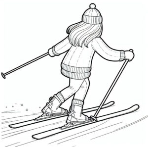 Skilled girl skiing coloring page coloring page