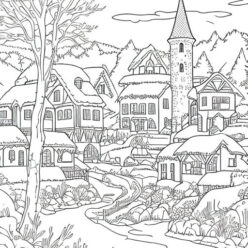 Snowy village, ancient stone meets winter Snowy village, ancient stone meets winter