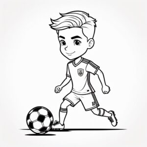 Soccer player’s graceful ball control coloring page