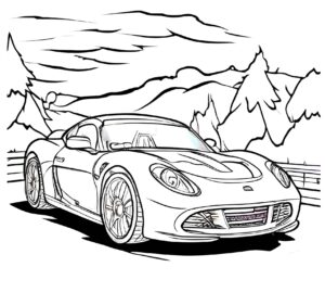 Sports car landscape coloring page coloring page