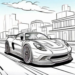 Sports car speeds, skyscraper shadow Sports car speeds, skyscraper shadow