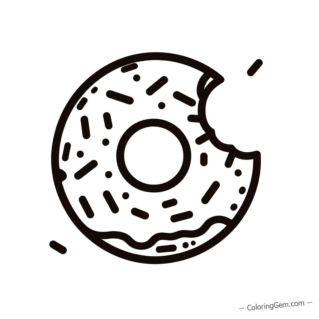 Sprinkled donut coloring page