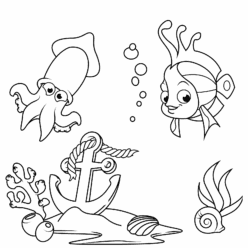 Squid, clownfish, anchor: underwater friendship