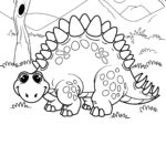 Stegosaurus sunbathes in lush forest