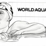 Swimmer resting after swimming race coloring page