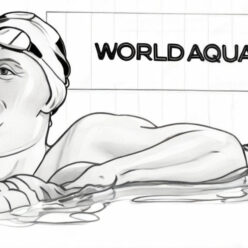 Swimmer resting after swimming race coloring page Swimmer resting after swimming race coloring page