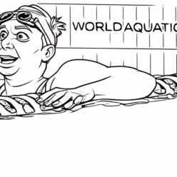 Swimmer resting after swimming race coloring page